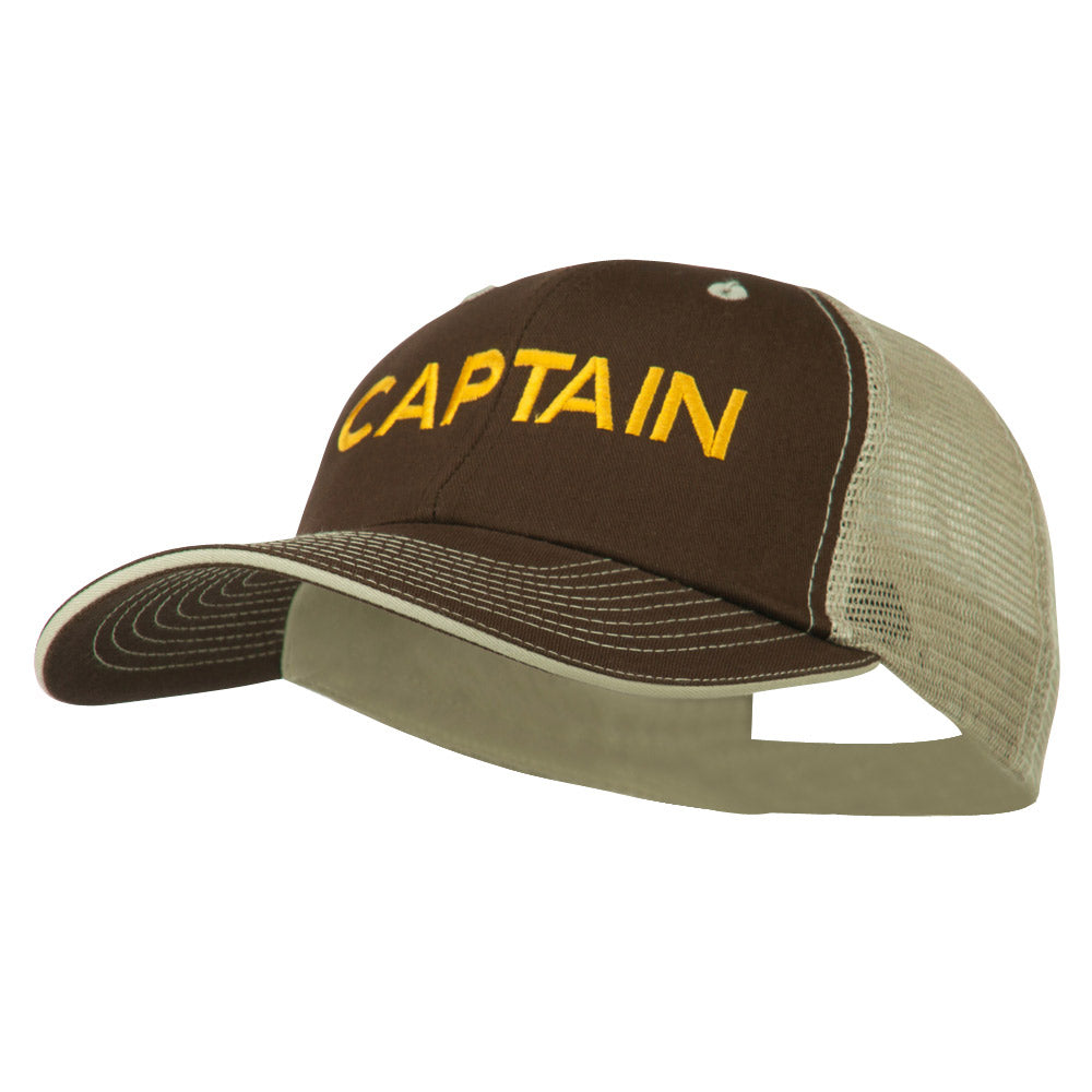 Captain Embroidered Big Size Garment Washed Mesh Cap