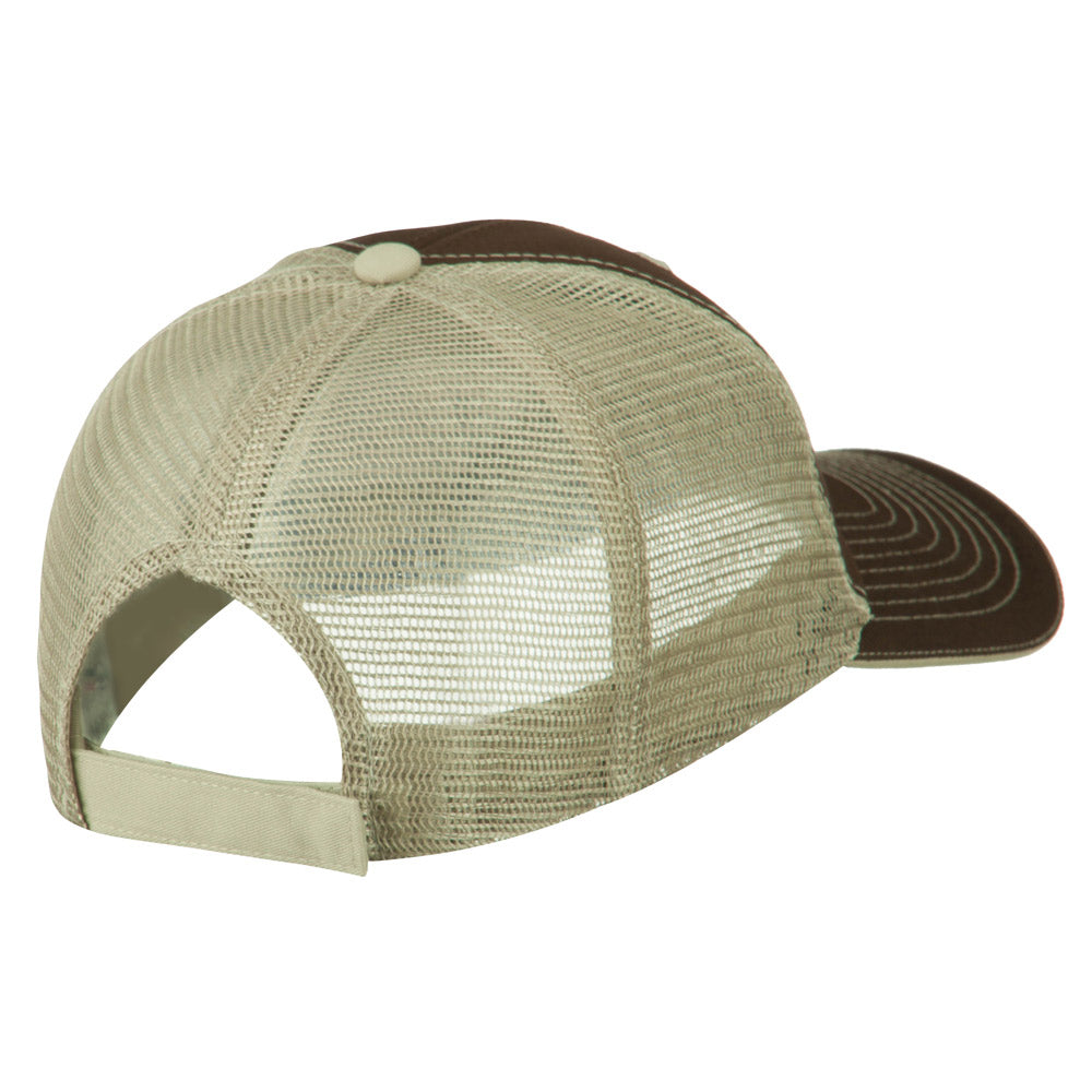 Captain Embroidered Big Size Garment Washed Mesh Cap