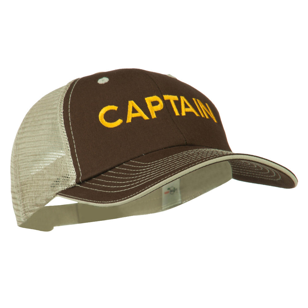 Captain Embroidered Big Size Garment Washed Mesh Cap