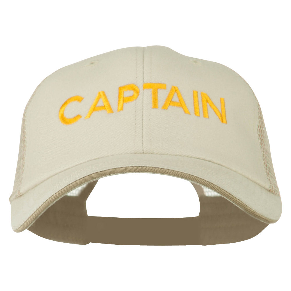 Captain Embroidered Big Size Garment Washed Mesh Cap