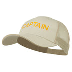 Captain Embroidered Big Size Garment Washed Mesh Cap