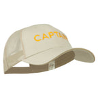 Captain Embroidered Big Size Garment Washed Mesh Cap