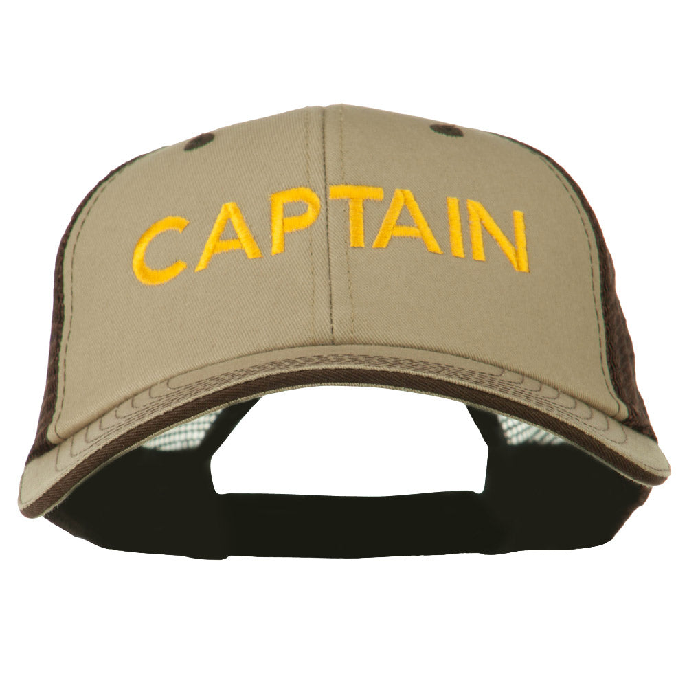 Captain Embroidered Big Size Garment Washed Mesh Cap
