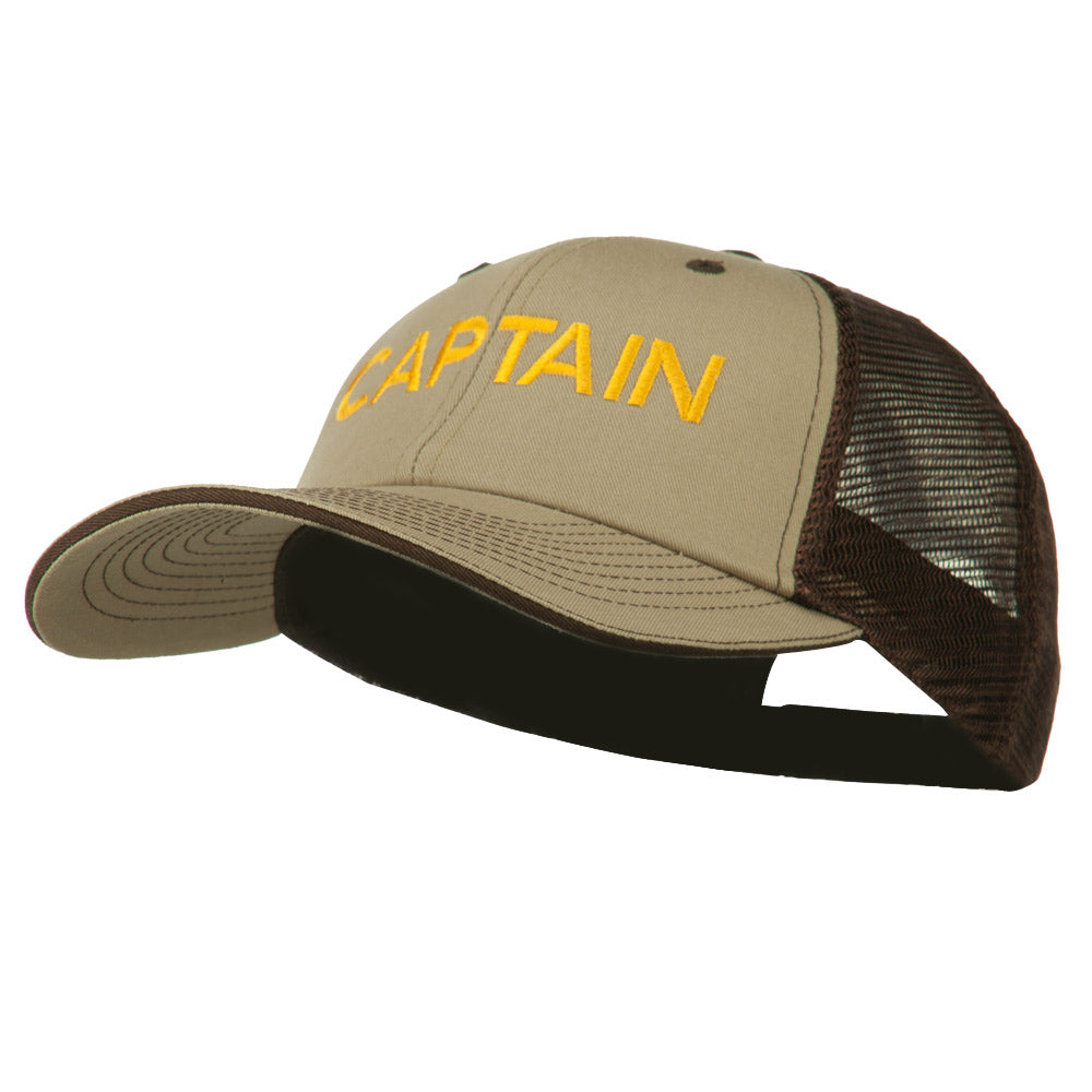 Captain Embroidered Big Size Garment Washed Mesh Cap