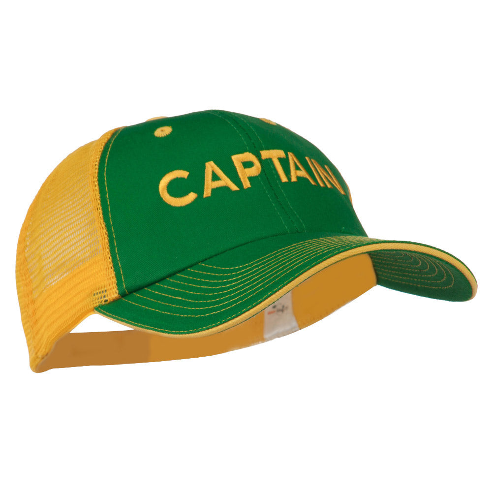Captain Embroidered Big Size Garment Washed Mesh Cap