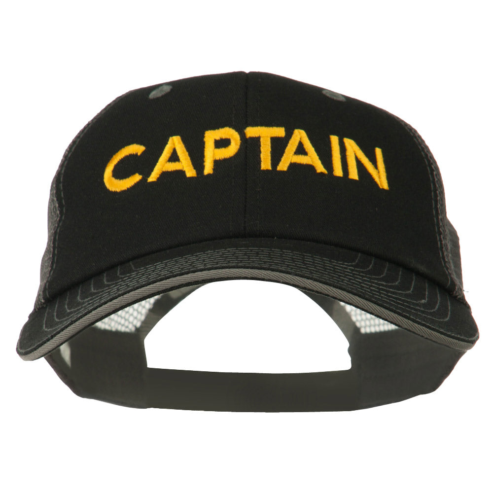 Captain Embroidered Big Size Garment Washed Mesh Cap