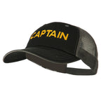 Captain Embroidered Big Size Garment Washed Mesh Cap