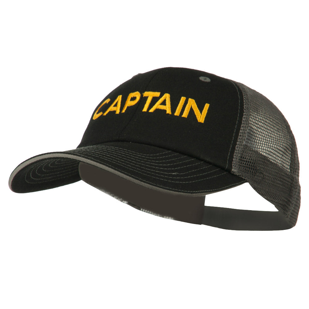 Captain Embroidered Big Size Garment Washed Mesh Cap