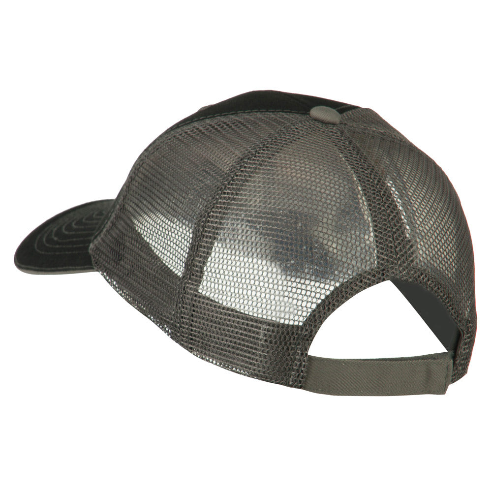 Captain Embroidered Big Size Garment Washed Mesh Cap