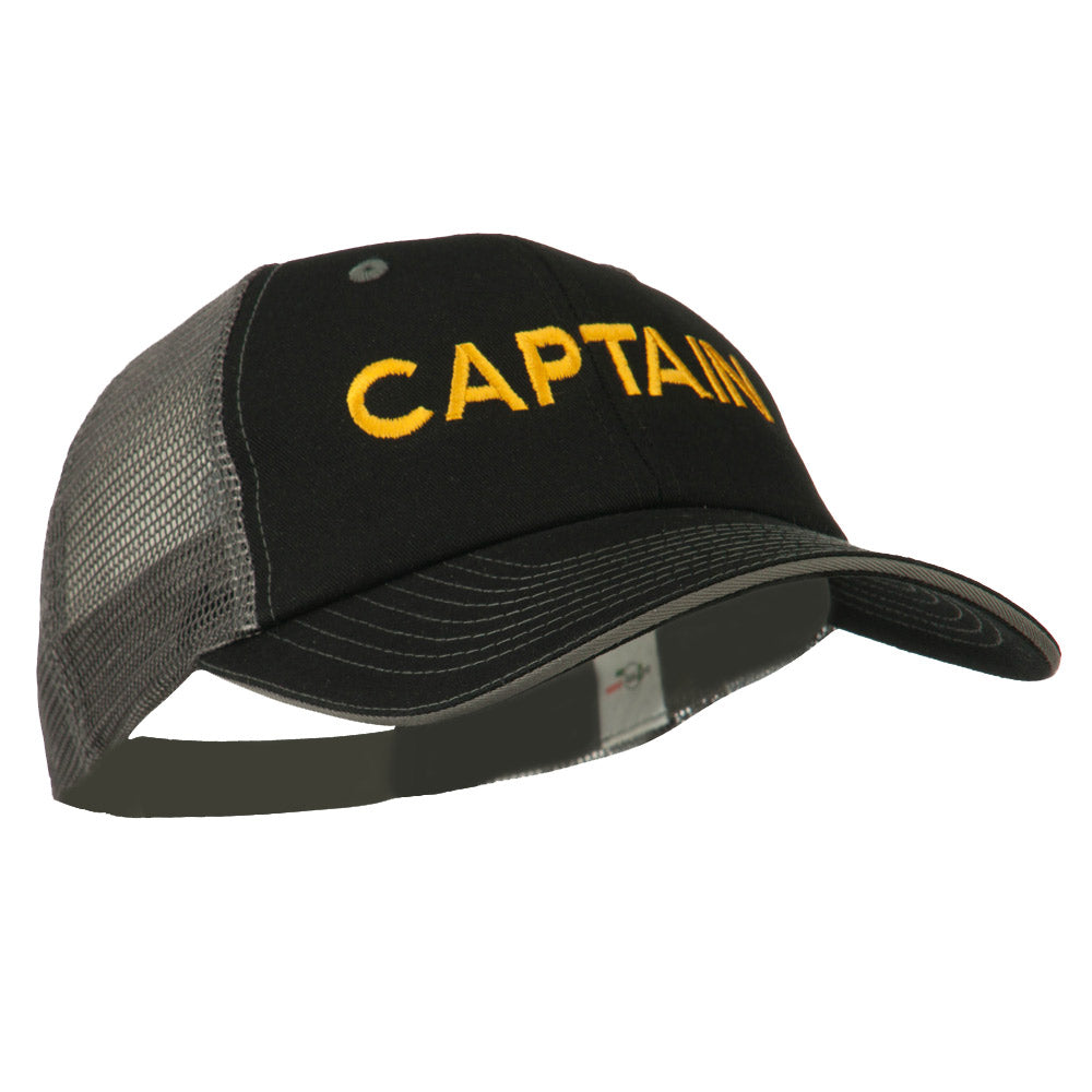 Captain Embroidered Big Size Garment Washed Mesh Cap