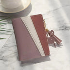 Charming Hit Color Short Tassels Wallets,Bags Zipper PU Leather, Card Holder, Pendant Coin Purse, Card Cash Clutch For Women And Girls