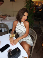 Cheryl Dot Printed Sexy A-Line Dress
