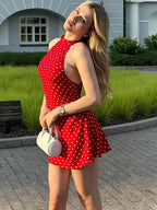 Cheryl Dot Printed Sexy A-Line Dress
