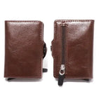Classic Multifunction Automatic Aluminum Alloy Leather Credit Card Holder Retro New Pop-Up Card Ejector Business Wallets For Men