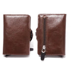 Classic Multifunction Automatic Aluminum Alloy Leather Credit Card Holder Retro New Pop-Up Card Ejector Business Wallets For Men