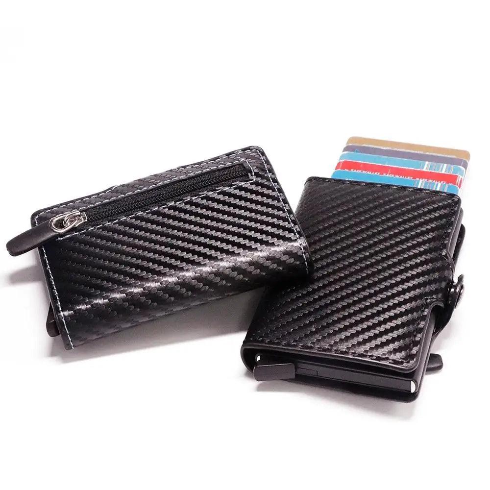Classic Multifunction Automatic Aluminum Alloy Leather Credit Card Holder Retro New Pop-Up Card Ejector Business Wallets For Men