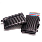Classic Multifunction Automatic Aluminum Alloy Leather Credit Card Holder Retro New Pop-Up Card Ejector Business Wallets For Men