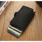 Classic Multifunction Automatic Aluminum Alloy Leather Credit Card Holder Retro New Pop-Up Card Ejector Business Wallets For Men