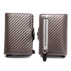Classic Multifunction Automatic Aluminum Alloy Leather Credit Card Holder Retro New Pop-Up Card Ejector Business Wallets For Men