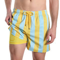 Men’s Premium Compression-Lined Hybrid Shorts – Coastal Cabana - Sun and Sky