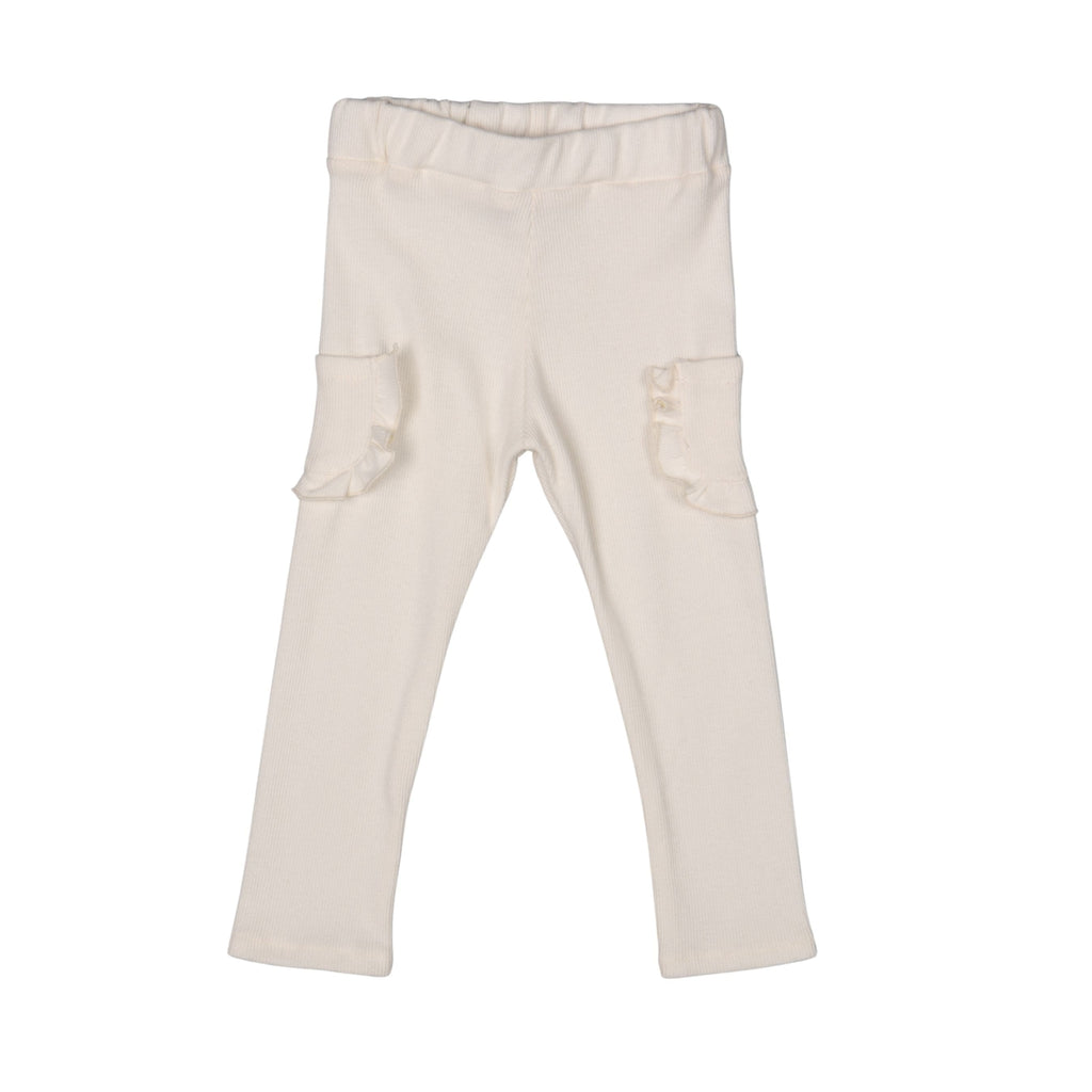 COLEEN | Girls Ivory Ribbed Jersey Leggings