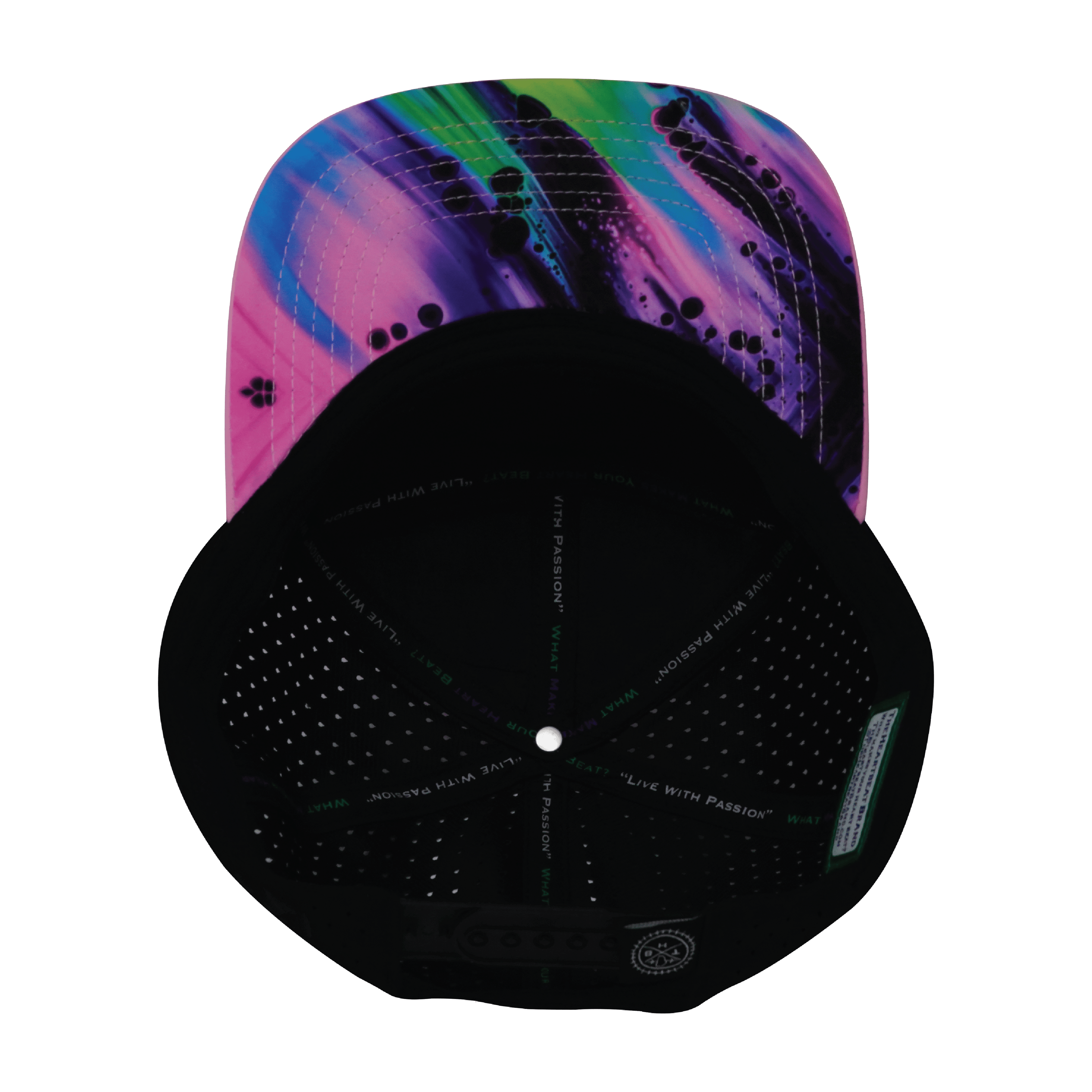 **ADULT** Color Vibes Hat - Flat Bill - Aurora - Pink / Black - Laser Mesh