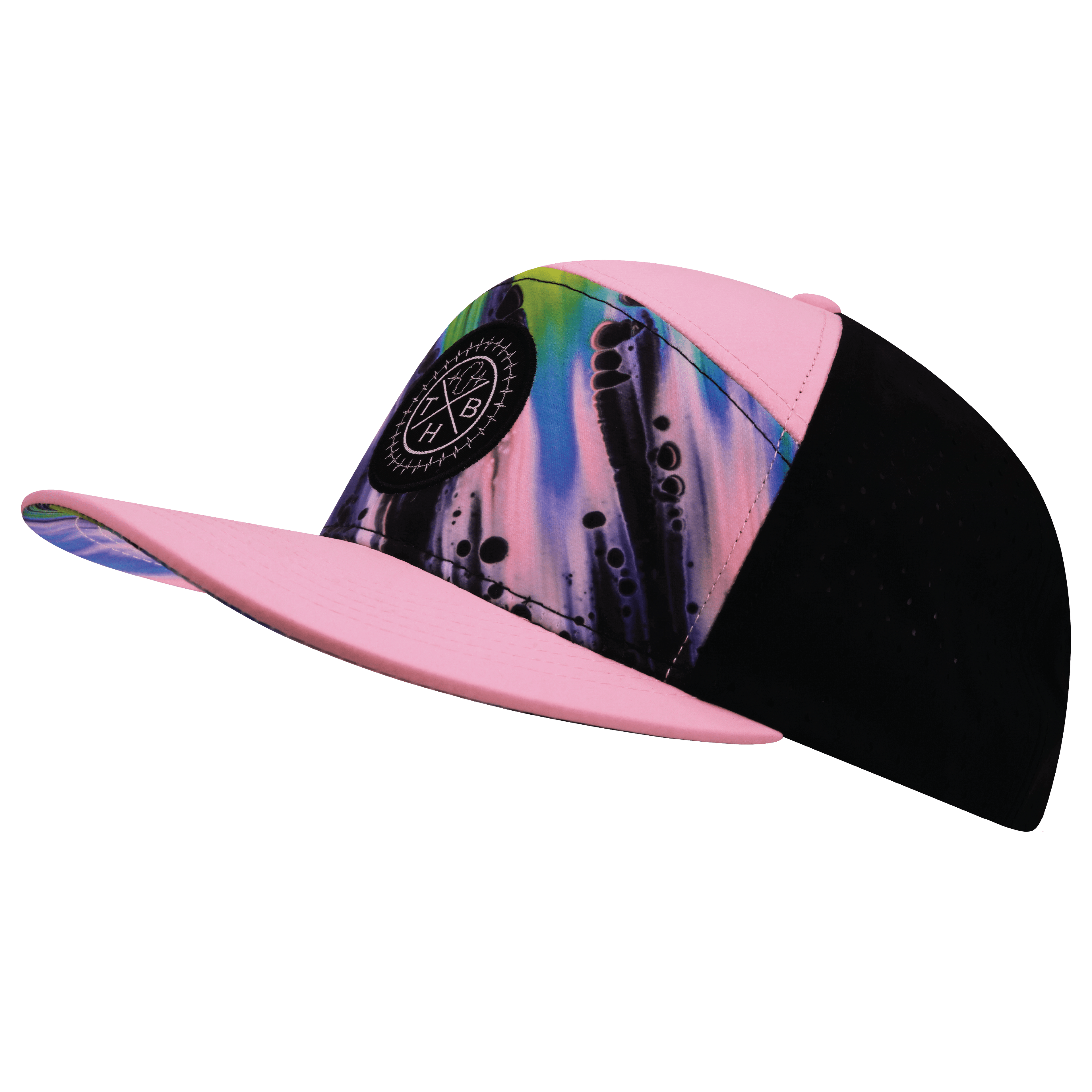 **ADULT** Color Vibes Hat - Flat Bill - Aurora - Pink / Black - Laser Mesh