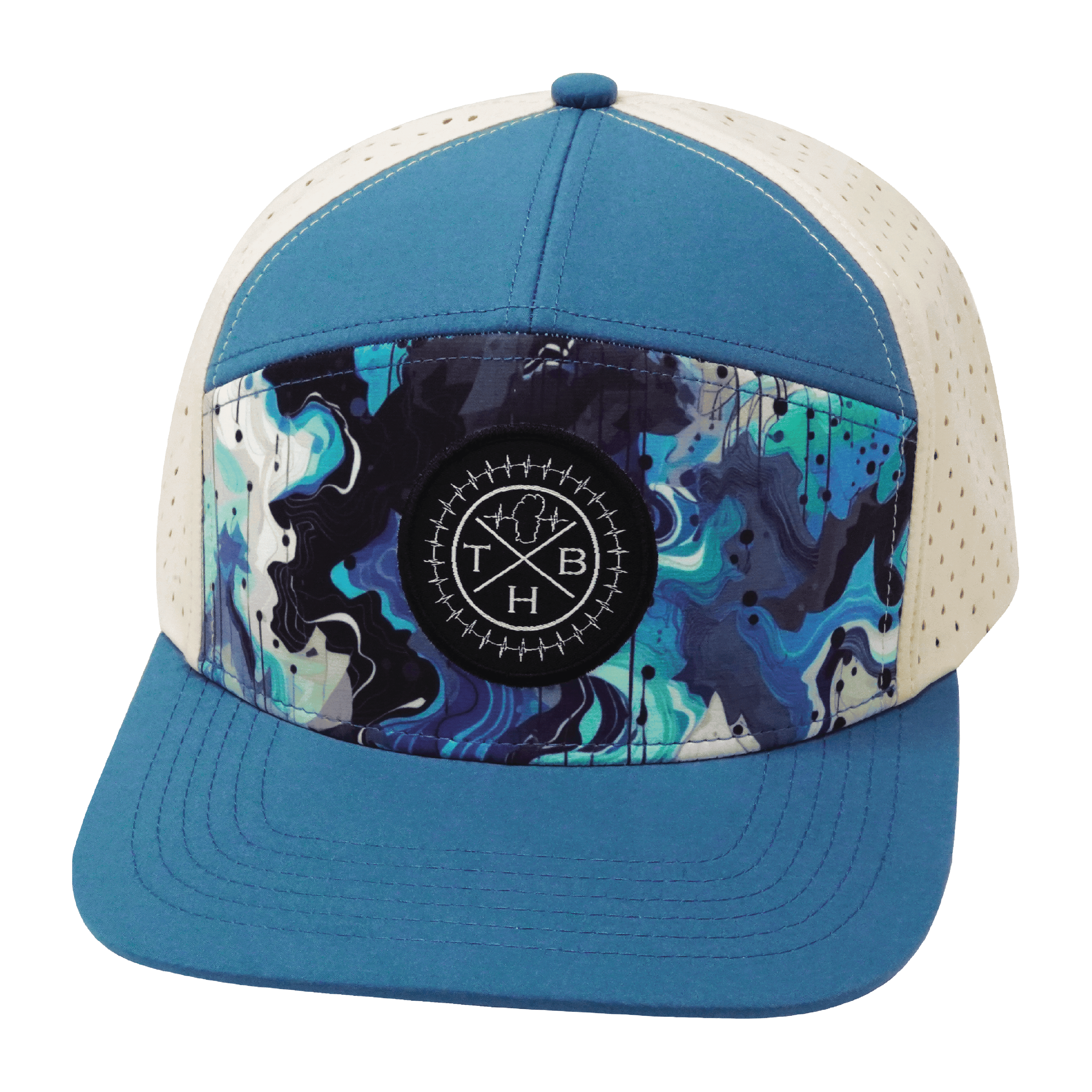 **ADULT** Color Vibes Hat - Flat Bill - Blue Dream - Slate Blue / Cream - Laser Mesh