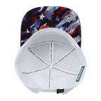 **ADULT** Color Vibes Hat - Flat Bill - Geo Flag - Dark Red / Navy / White - Laser Mesh