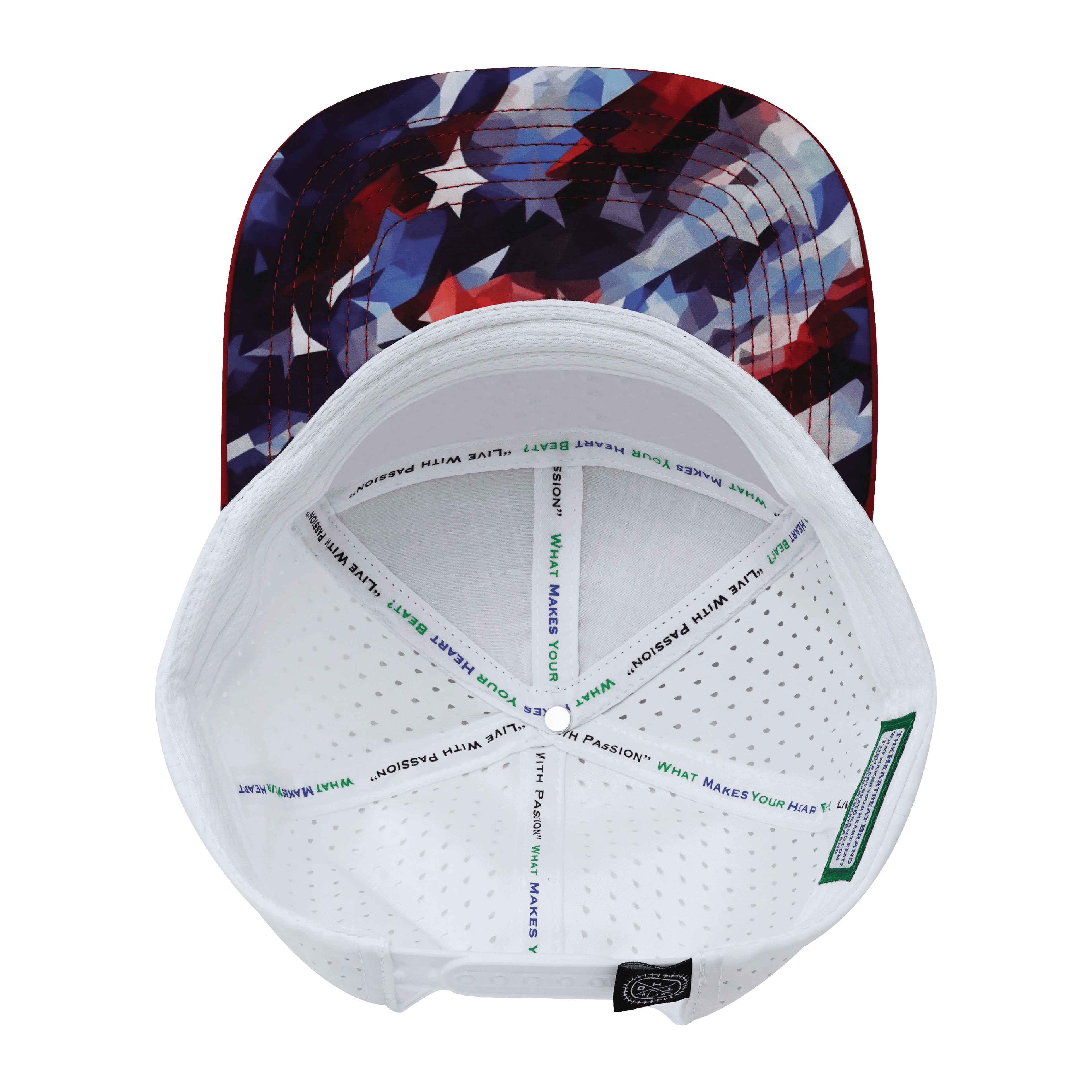 **ADULT** Color Vibes Hat - Flat Bill - Geo Flag - Dark Red / Navy / White - Laser Mesh
