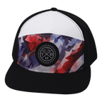 **ADULT** Color Vibes Hat - Flat Bill - Geo Flag - Black / White - Laser Mesh
