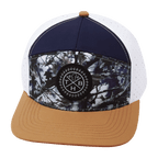 **ADULT** Color Vibes Hat - Flat Bill - Evening Leaves - Light Tan / Navy / White - Laser Mesh