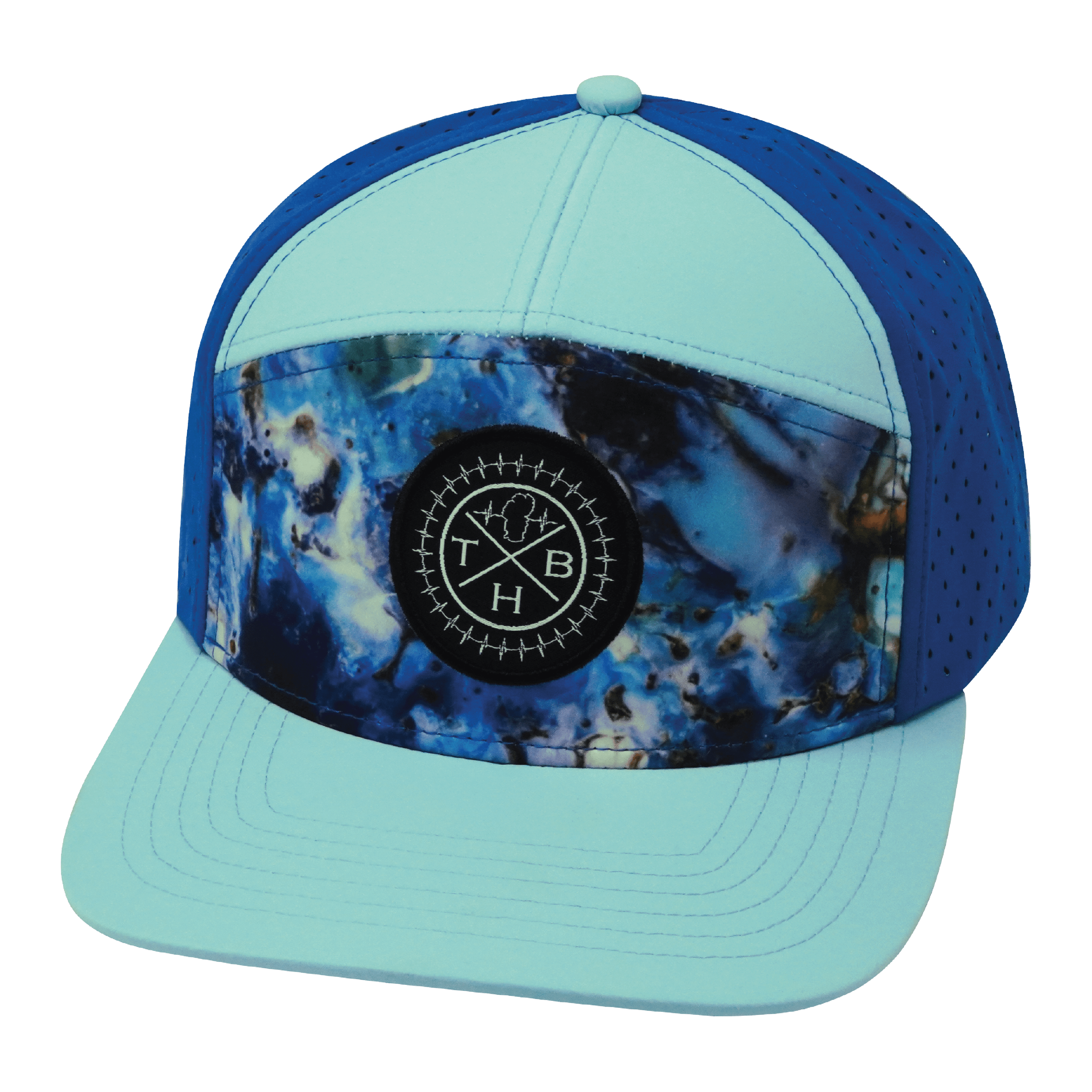 **ADULT** Color Vibes Hat - Flat Bill - Nebula - Mint / Blue - Laser Mesh