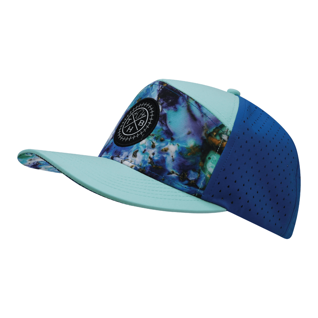 **ADULT** Color Vibes Hat - Flat Bill - Nebula - Mint / Blue - Laser Mesh