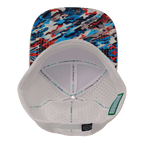 **ADULT** Color Vibes Hat - Flat Bill - Party Camo - Cream / Blue / White - Laser Mesh