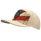 **ADULT** Color Vibes Hat - Flat Bill - Rugged Flag - Cream - Laser Mesh