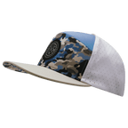 **ADULT** Color Vibes Hat - Flat Bill - Sky Camo - Cream / Baby Blue / White - Laser Mesh
