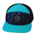 **ADULT** Color Vibes Hat - Flat Bill - Space Dust - Neon Green Blue / Black - Laser Mesh