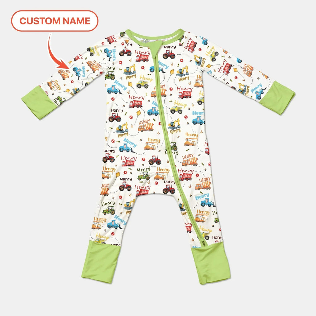 Construction Vehicles Custom Name Bamboo Convertible Zippy