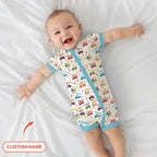 Construction Vehicles Custom Name Bamboo Shorty Zippy