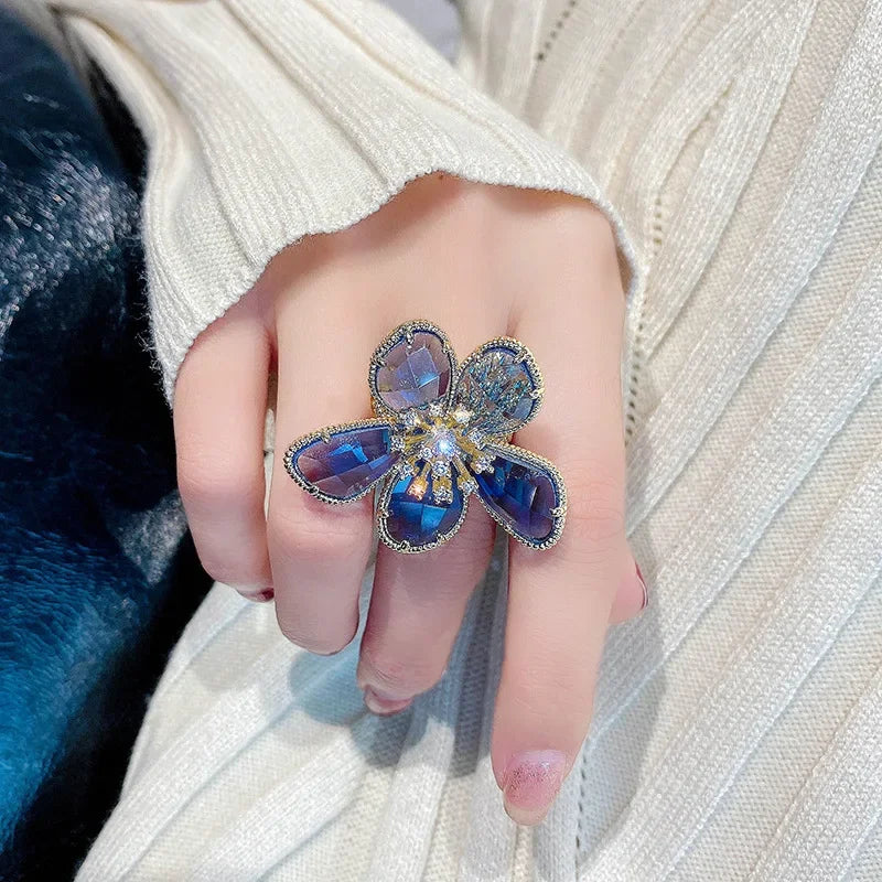 MyClosetAid Crystal Swarovski Ring Flower Design