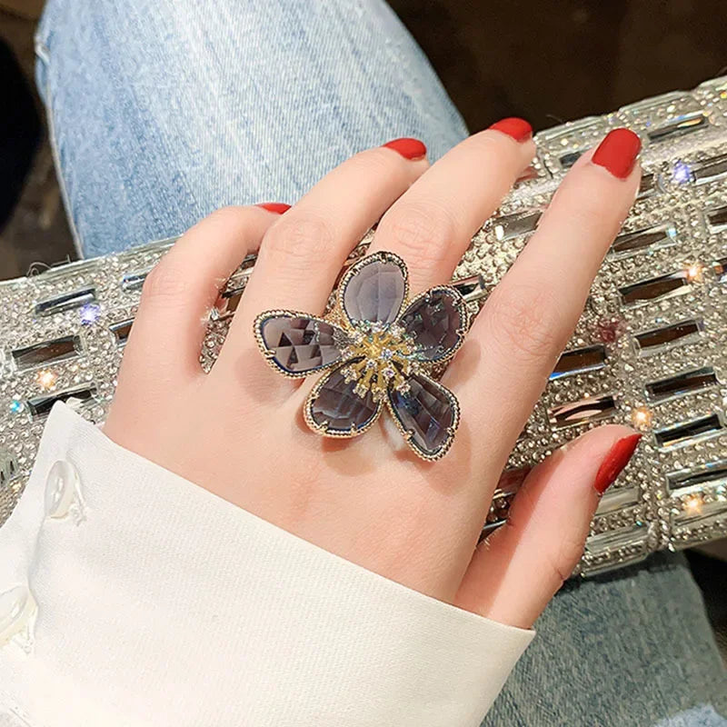 MyClosetAid Crystal Swarovski Ring Flower Design