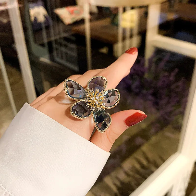 MyClosetAid Crystal Swarovski Ring Flower Design