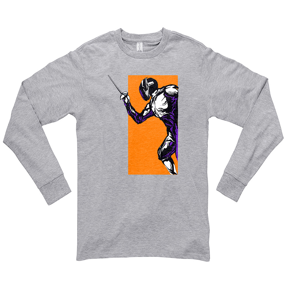 Charged Up Fencing Graphic Design Unisex Lane Seven Ring Spun Cotton Premium Long Sleeve T-shirt