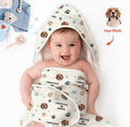 Custom Dog Pattern Hooded Bamboo Towel Set