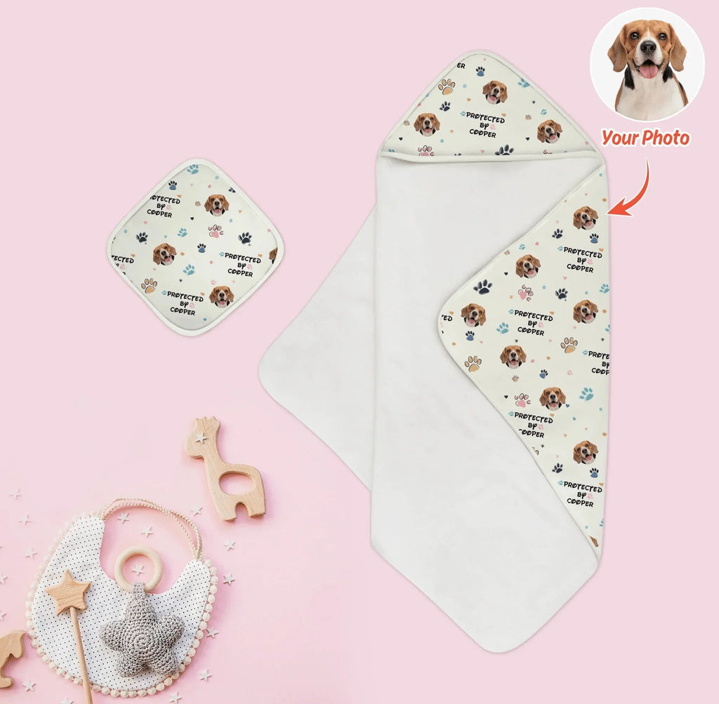 Custom Dog Pattern Hooded Bamboo Towel Set