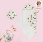 Custom Dog Pattern Hooded Bamboo Towel Set