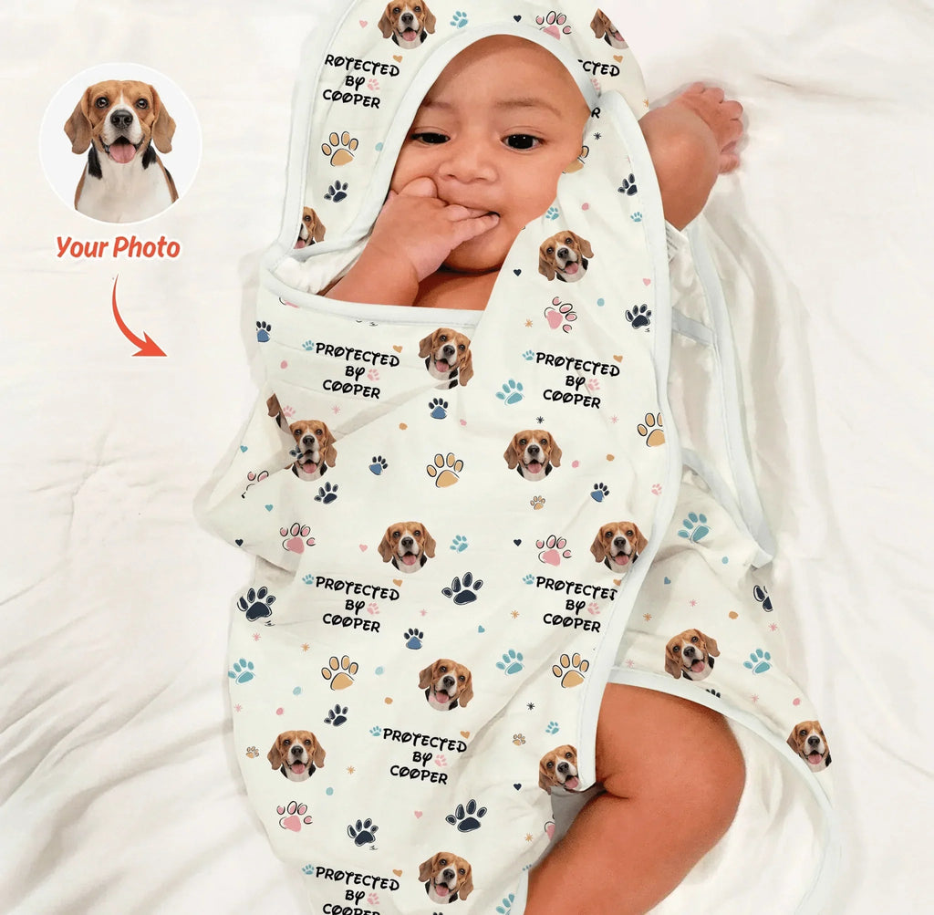 Custom Dog Pattern Hooded Bamboo Towel Set