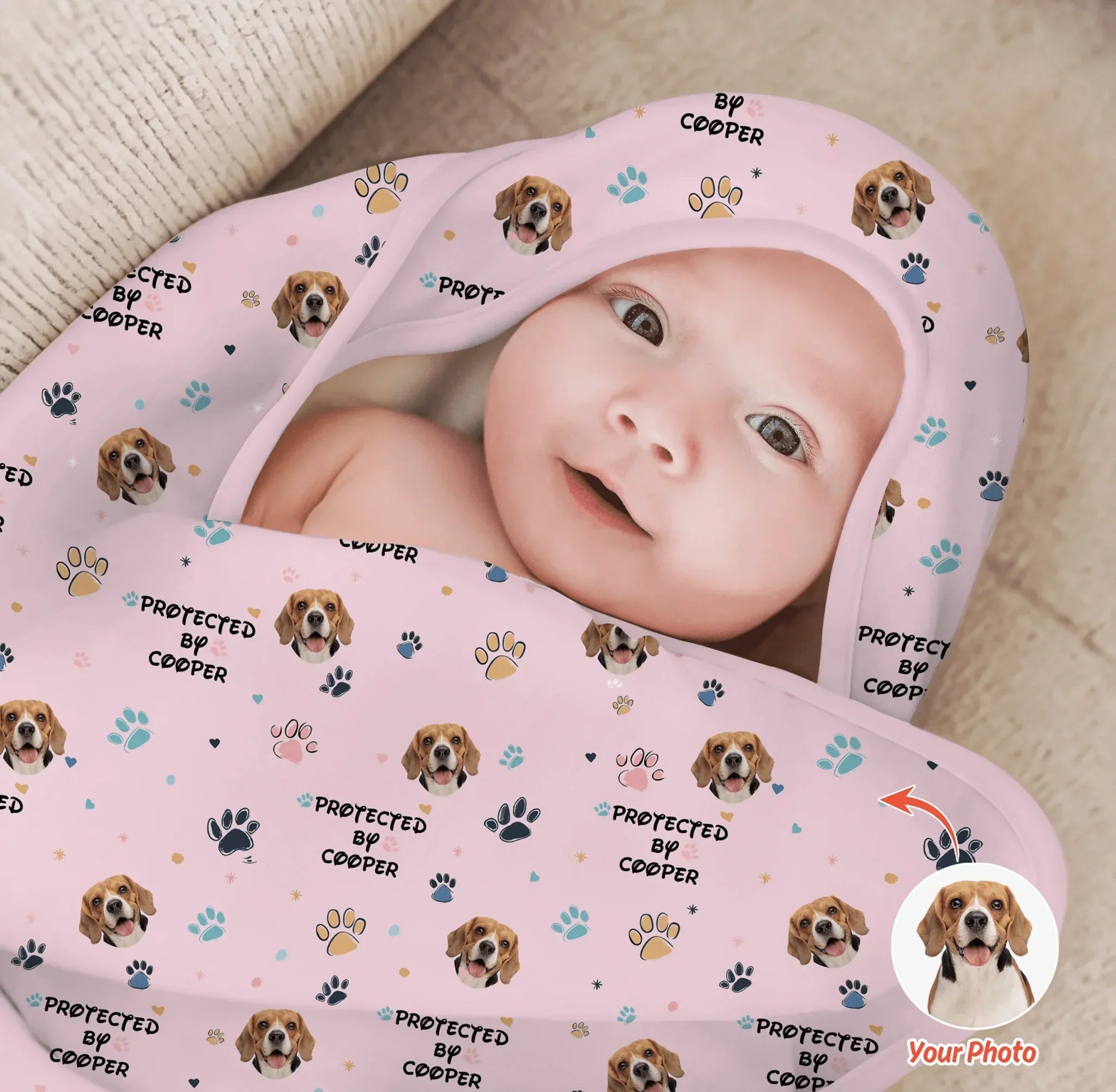 Custom Dog Pattern Hooded Bamboo Towel Set