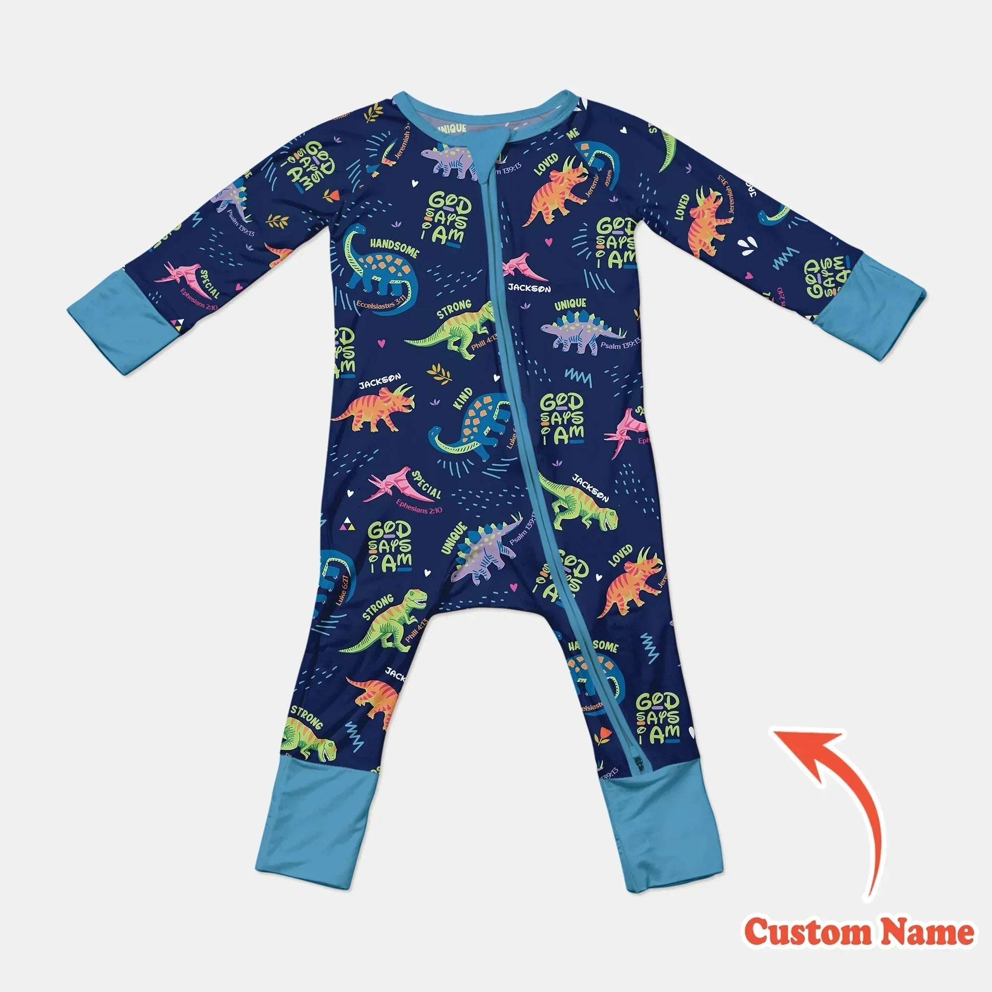Custom Name God says I am Dinosaur Bamboo Convertible Zippy